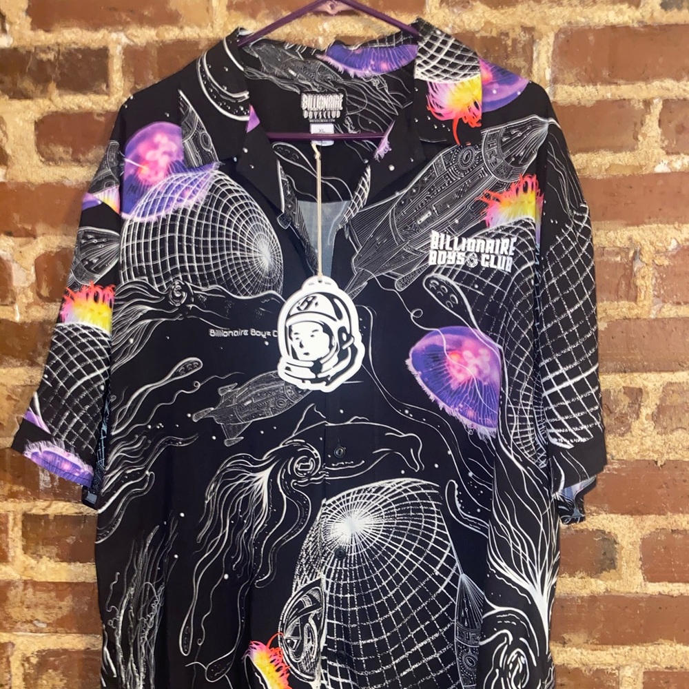 BBC “Deep Space” Woven knit button up